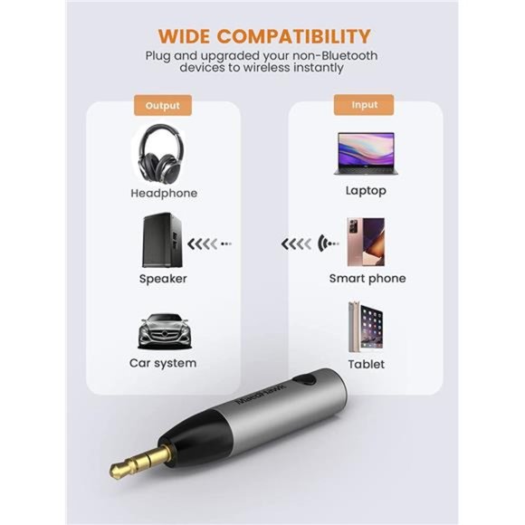 Bluetooth 5.0 Receiver, Bluetooth Aux Adapter/Portable Wireless Audio Car Kit - Picture 3 of 6